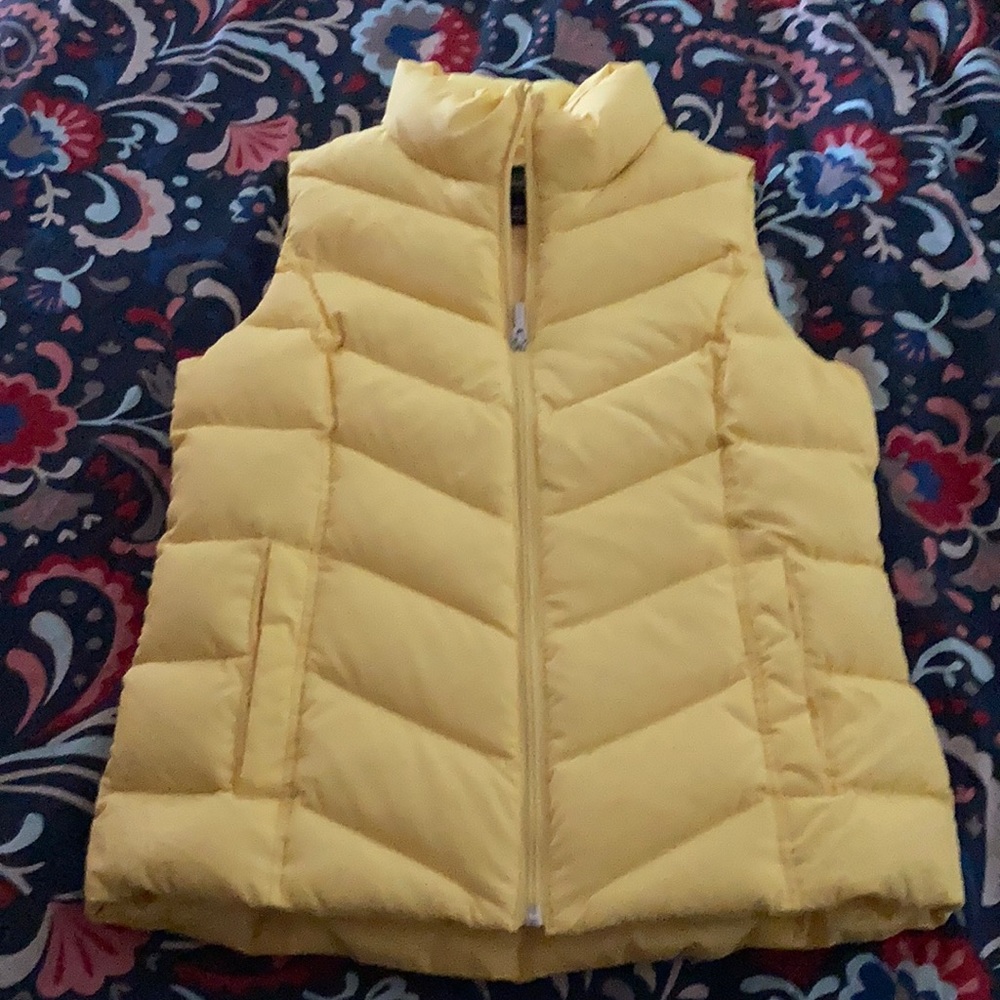 Land’s End Sunshine Yellow Down Puffer Vest 400 fill Women XS 2-4 NWOT